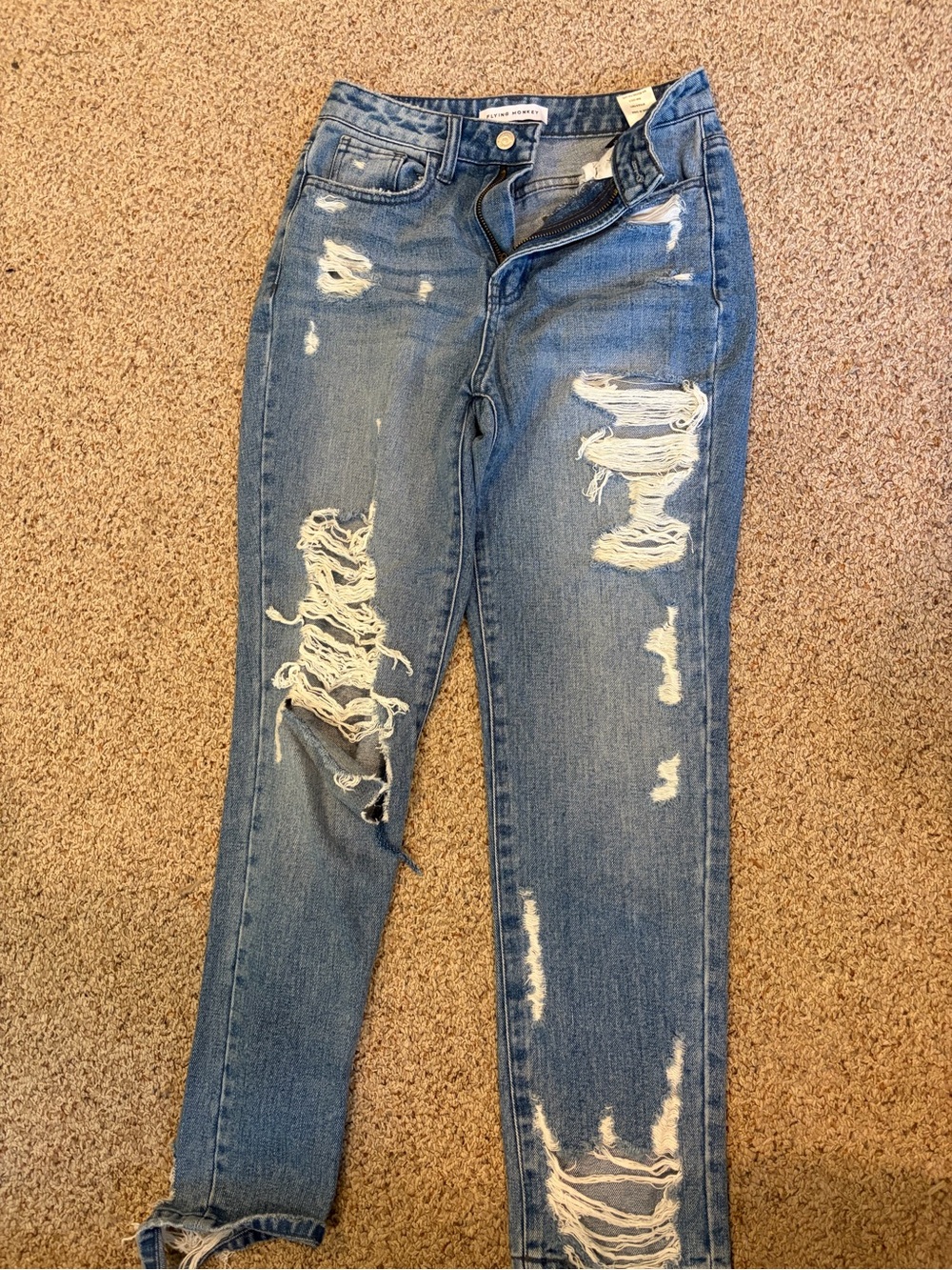 Flying Monkey Blue Ripped Skinny Jeans